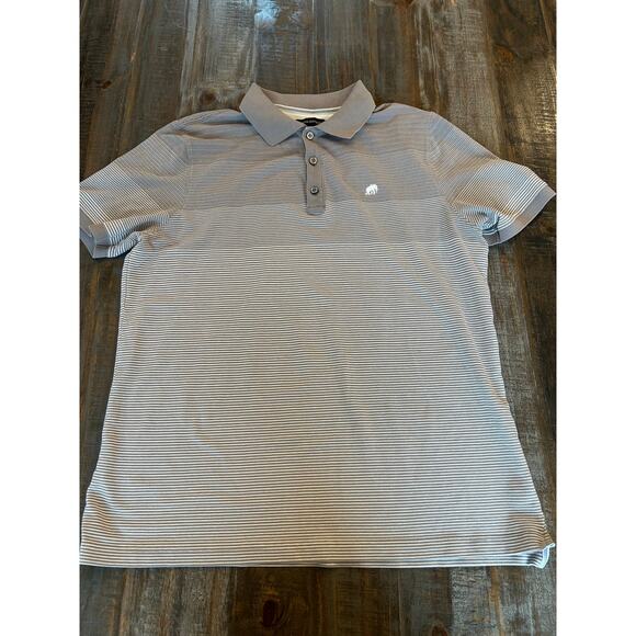 Banana Republic Mens Textured Gray Polo Embroidered Elephant Logo Ombre Stripe - Picture 9 of 9